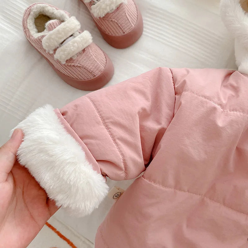 MILANCE Winter Baby Girls Clothes Fur Lining Hoodie Jacket  Cotton Fleece Boys Coat