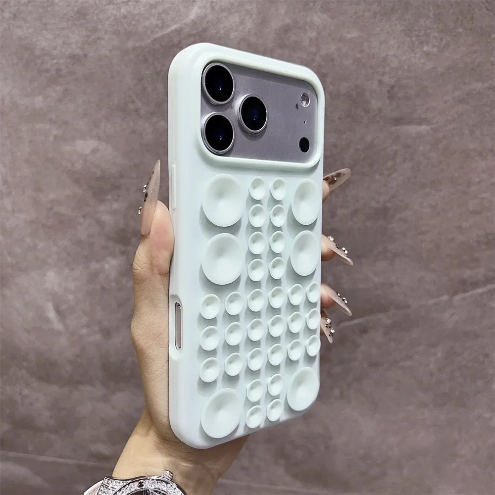 Circular Suction Cup Silicone Phone Case for iPhone 17 16 Pro 15 14 13 Max Adsorption Strong Multi Function Shockproof Cover