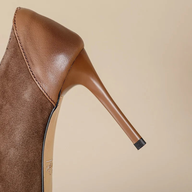 【JOCHEBED HU】Size 33-40 2023 New Soft Genuine Leather Women Heels Fashion Sexy Club Party Wedding High Heel Shoes