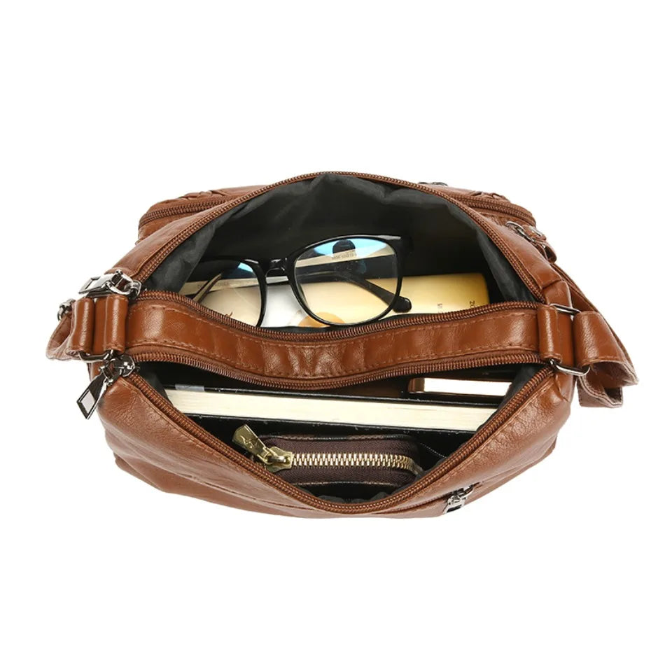 Retro Soft Leather Multi Pocket Single Shoulder Crossbody Bag High Quality Women's Bag Luxury Designer Purses and Handbags 2025