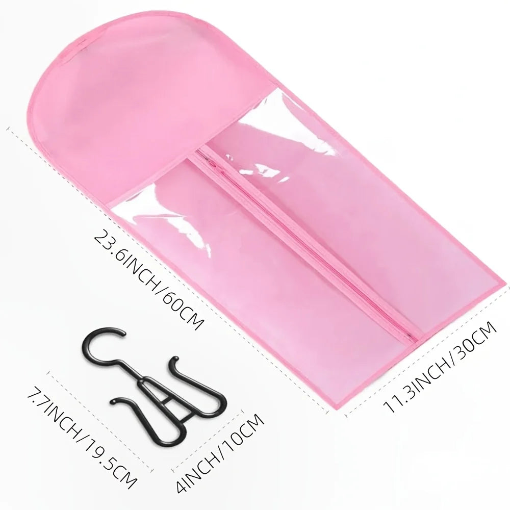 10PCS/3PCS/6PCS/1PCS Hair Extension Storage Bag with Hanger Transparent Wig Organizer Dustproof Holder for Hair Pieces