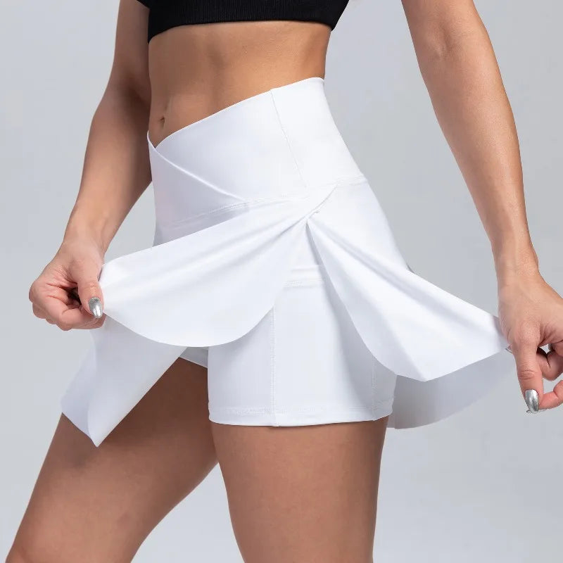 Women Fitness Shorts Skirts Yoga Seamless Leggings High Elastic Sports Fashion Gym Trainning Tennis Dresses High-Waist Skirts