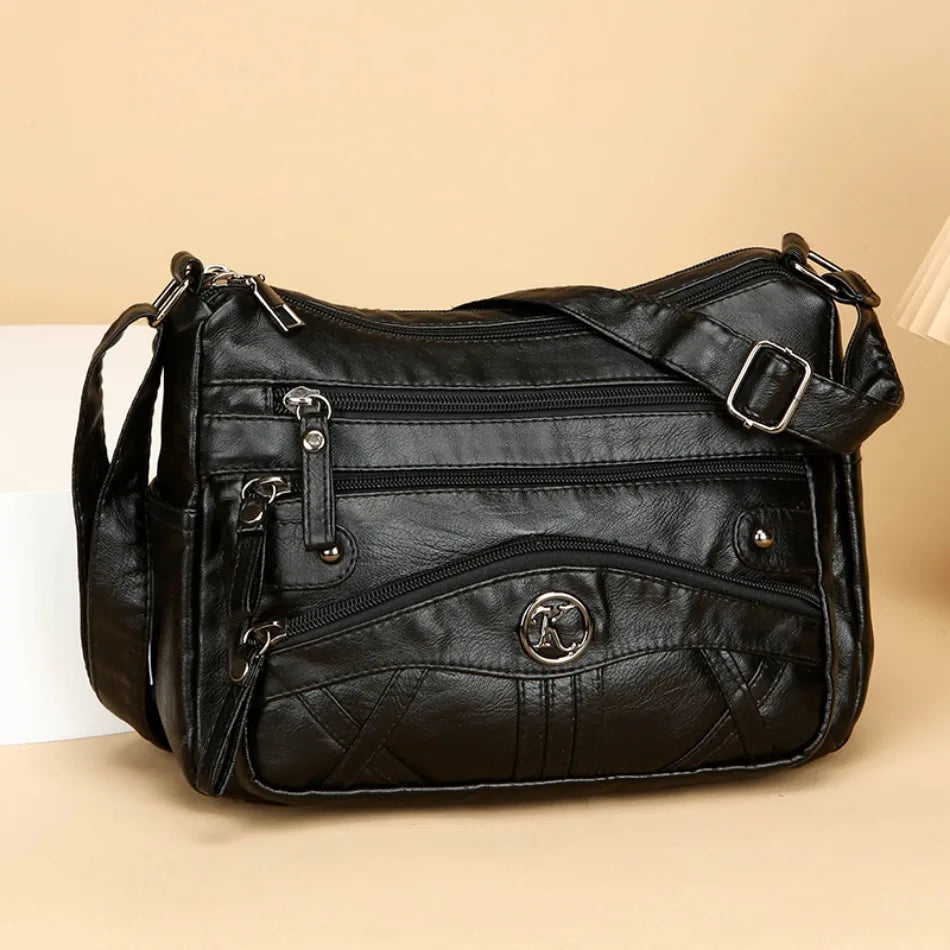 Retro Soft Leather Multi Pocket Single Shoulder Crossbody Bag High Quality Women's Bag Luxury Designer Purses and Handbags 2025
