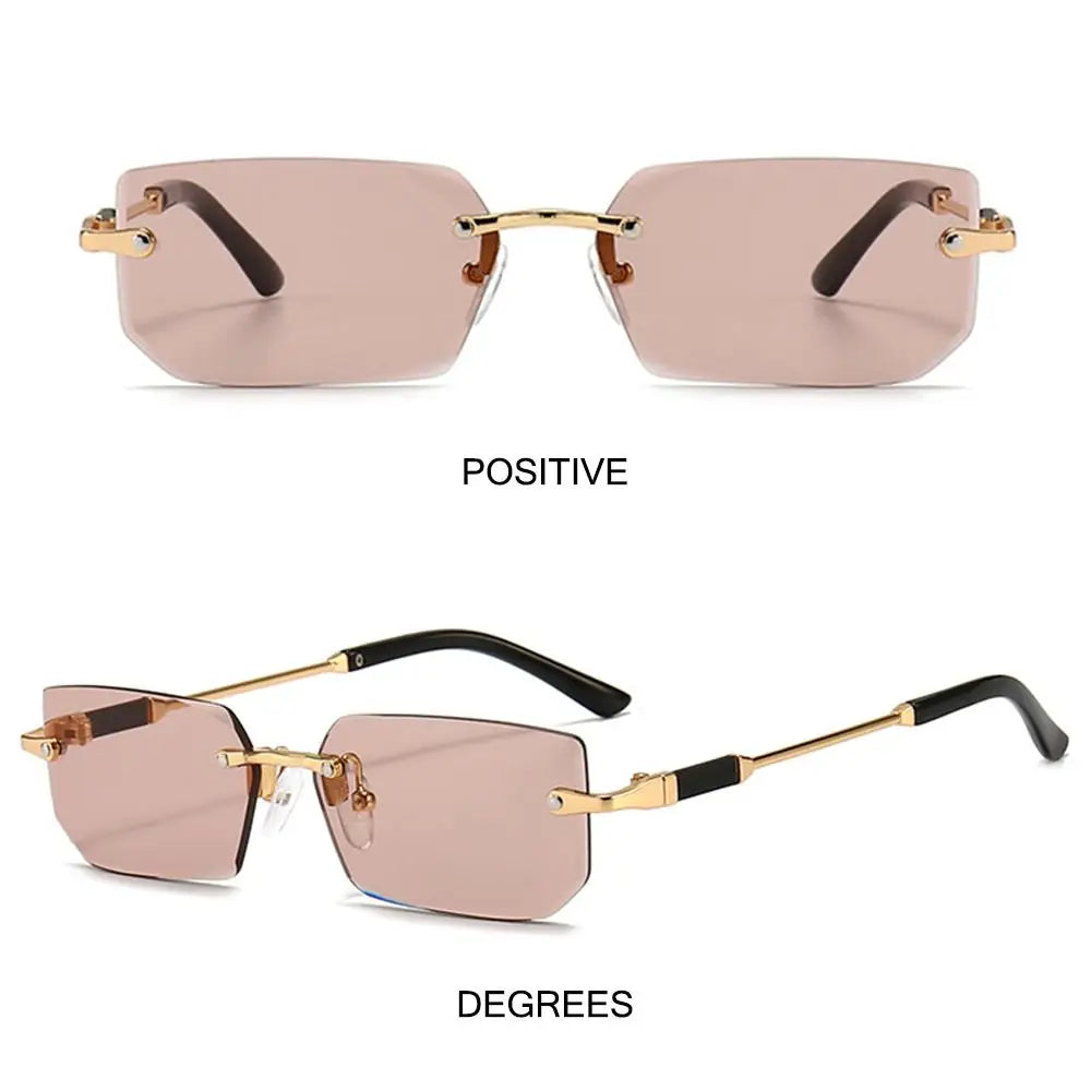 Rimless Sunglasses Rectangle Fashion Popular Women Men Shades Small Square Sun Glasses For Female male Summer Traveling Oculos