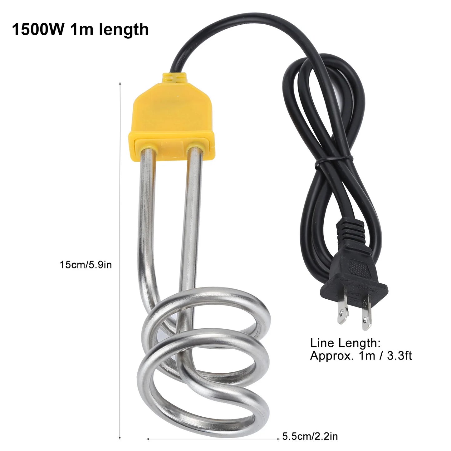 600W/1000W/1200W/1500W Instantaneous Water Heater Immersion Electric Water Heated Boiler for Kitchen Bathroom Swimming Pool