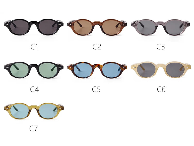 Retro Small Oval Sunglasses Women Brand Design Rivet Blue Tortoise Shell Sun Glasses Outdoor Men Shades Female UV Oculos De Sol