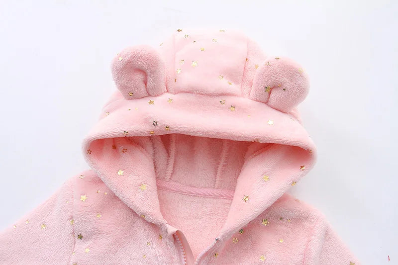 Newborn Baby Flannel Rompers Soft Warm Autumn Winter Bodysuit for Boys & Girls Cartoon Print Jumpsuit 0-19M Newborn Baby Clothes