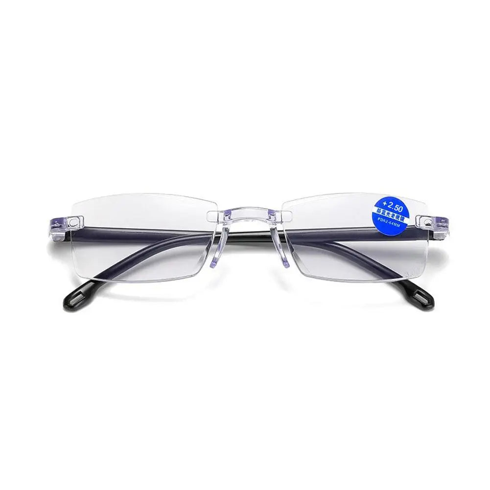 Intelligent Anti-blue Light Reading Glasses Frameless Ultralight Square Frame Cutting Edge Presbyopic Glasses For Men and Women