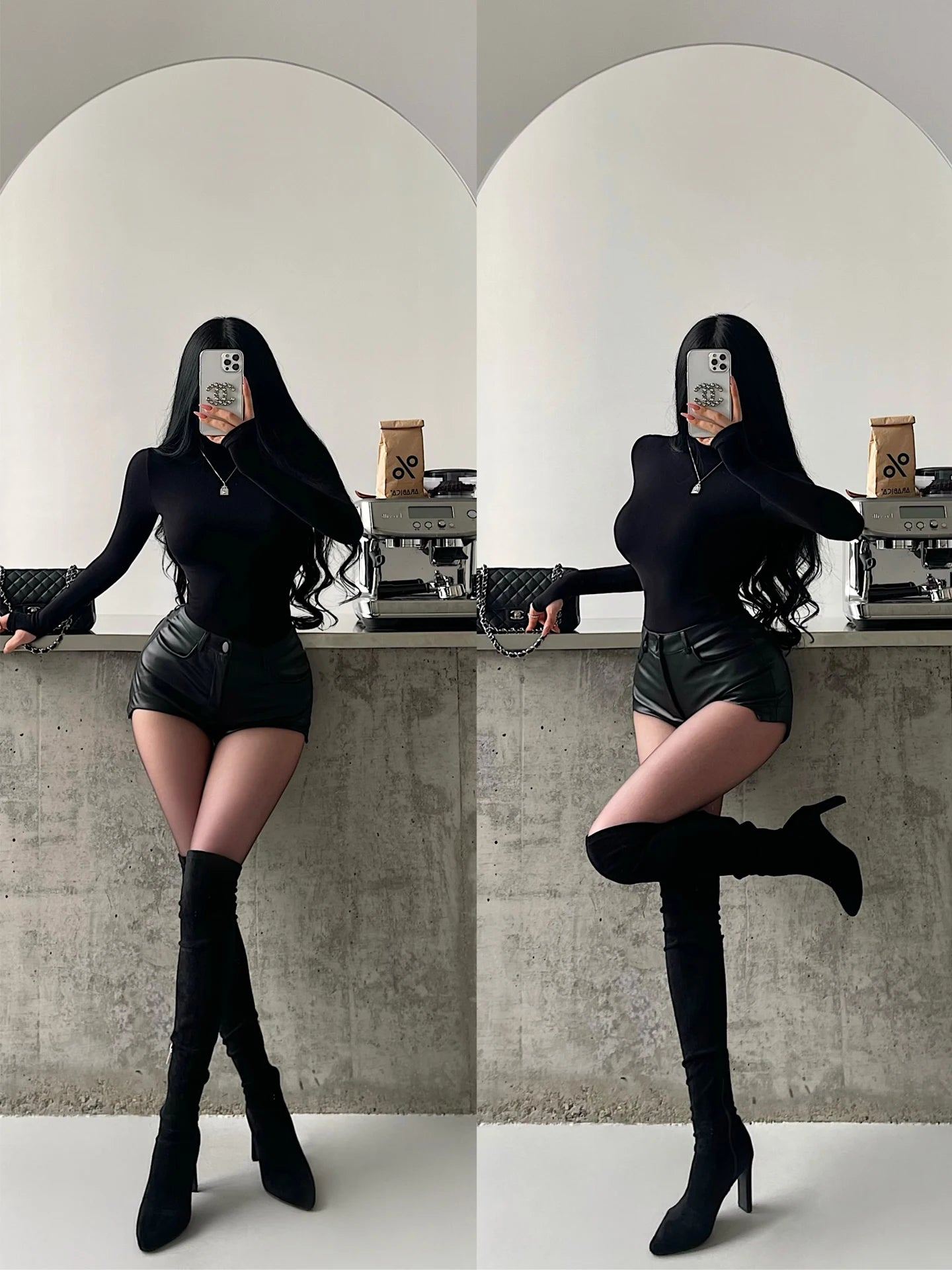Sexy High Waist PU Leather Shorts Women's Tight Fit Hot Pants Long Legs Enhancing Hip Shape Arc Design Daily Wear Shorts