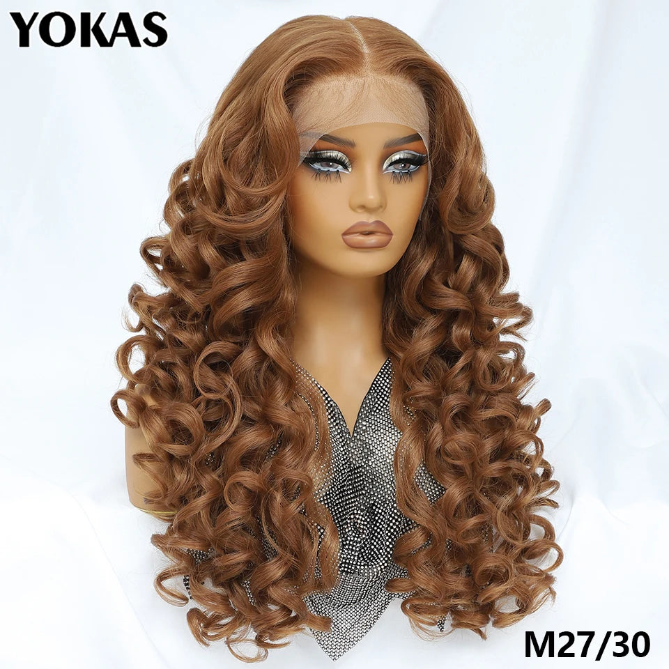 Lace Frontal Wigs 13X6 Synthetic Curly Lace Frontal Wigs With Bangs For Afro Women Pink Blonde Women Wigs With Baby Hair Latisha