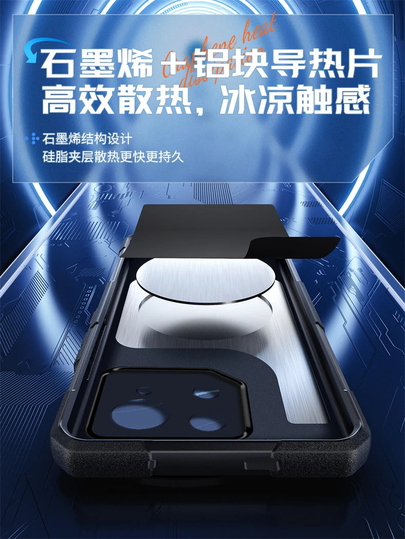 For ASUS ROG Phone 8 Pro Case Magnetic Built in Heat Dissipation Metal Sheet Back Cover For ROG 8 Phone 8Pro Shockproof Bumper