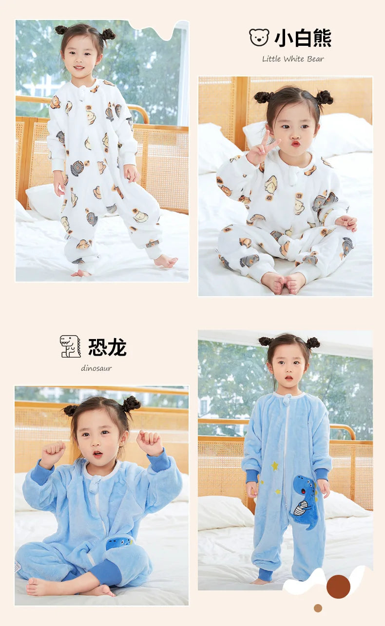 Kawaii Girls Pajamas Winter Purple Rabbit Onesie Hooded Plush Kigurumi Jumpsuit Blanket Sleeper Warm Overall Kids Nightwear Pjs