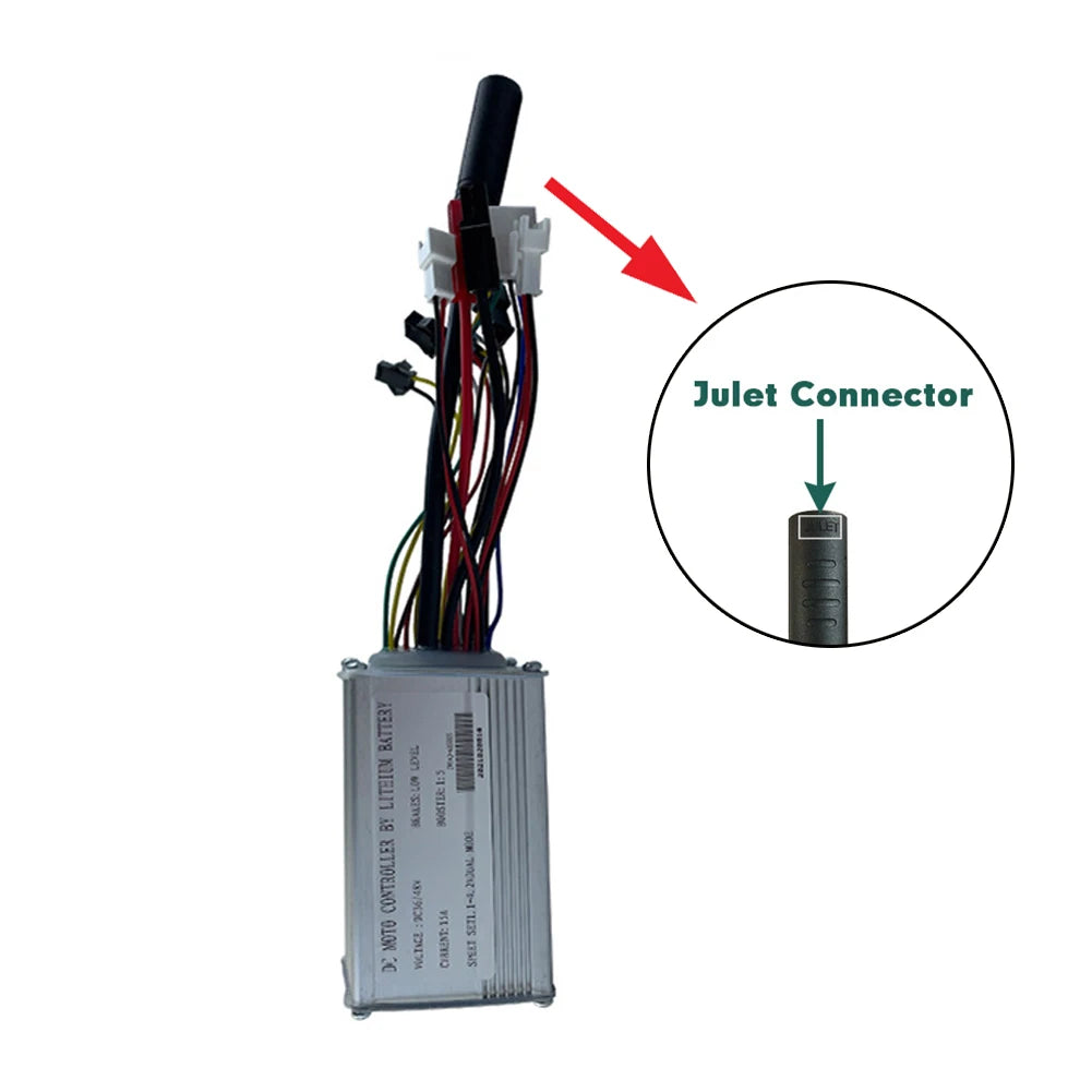 Ebike Controller 36V 48V 6-FET 15A 250W JN Controller For Electric Bicycle Replacements 15A SM Plug Double Light Wire Controller