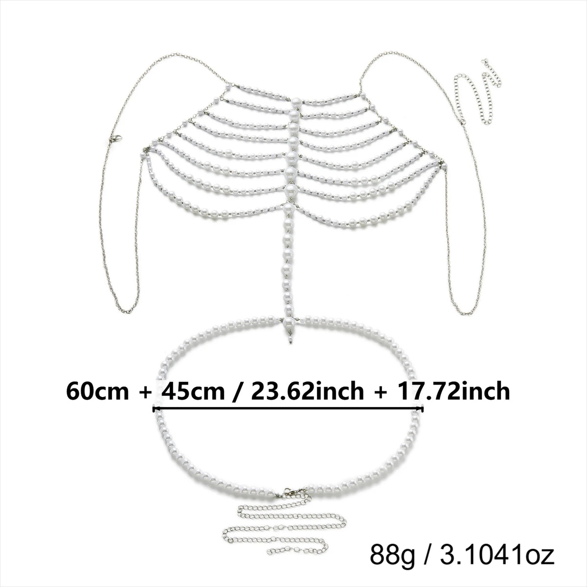 Luxe Imitation Pearl Body Chain for Women Beaded Halter Chest Chain Layered Top Bridal Wedding Party Fashion Jewelry Gift