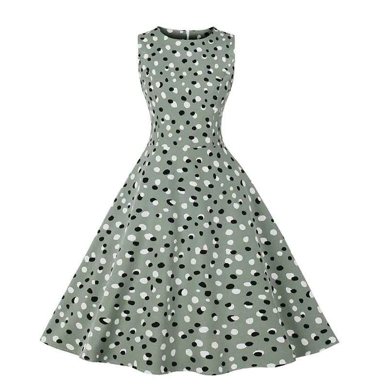 Sleeveless Floral Print Summer Dress Women Elegant Vintage Casual O Neck A Line Midi Party Sundress Vestidos With Belt