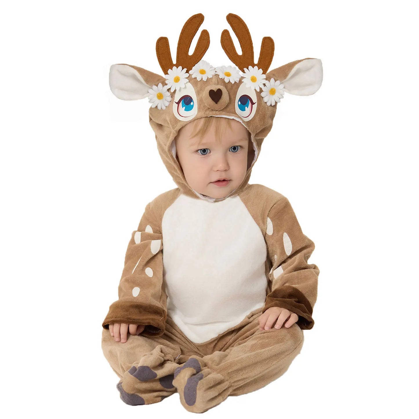 Little Deer Fawn Costume for Baby Boys Girls 6M 12M 18M 2pcs/Set Hood Romper With Shoes Christmas Purim Fancy Dress Umorden