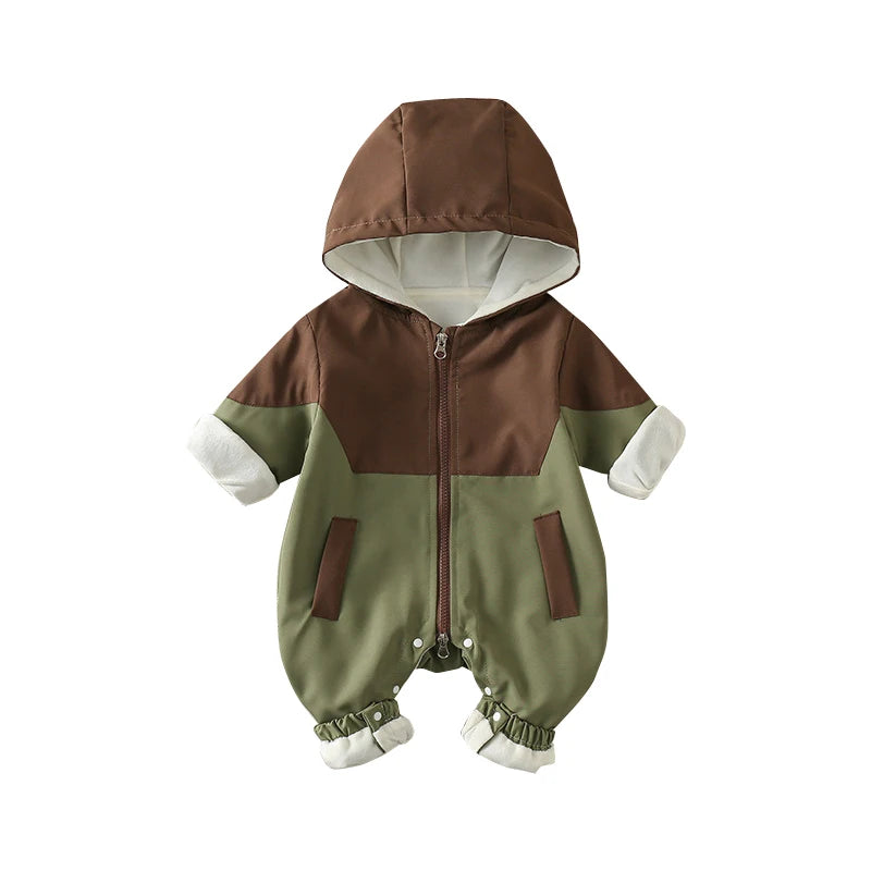 IYEAL Autumn and Winter New Baby Fleece Hoodie Splicing Color Korean Edition Coat for Baby Boys Handsome Stormtrooper jumpsuit