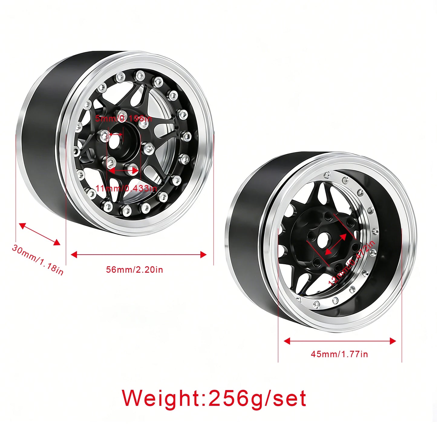 1.9" Adjustable Offset CNC Aluminum Beadlock Wheels for 1/10 RC Crawler TRX4 TRX6 SCX10 GEN8 RC4WD D90 Upgrade Parts