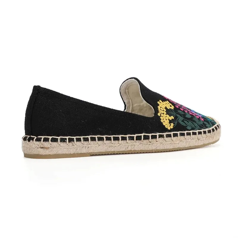 Women's Casual Flats Shoes with Embroidered Hemp Flat Platform Round Toe Spring/Autumn Comfortable
