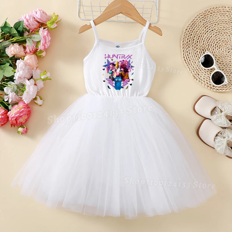 Demone Hunter Girls Baby Dress Skirts Summer Cute Anime Harajuku Princess Y2K Kawaii Clothes Kids Tutu Puffy Skirt Birthday Gift