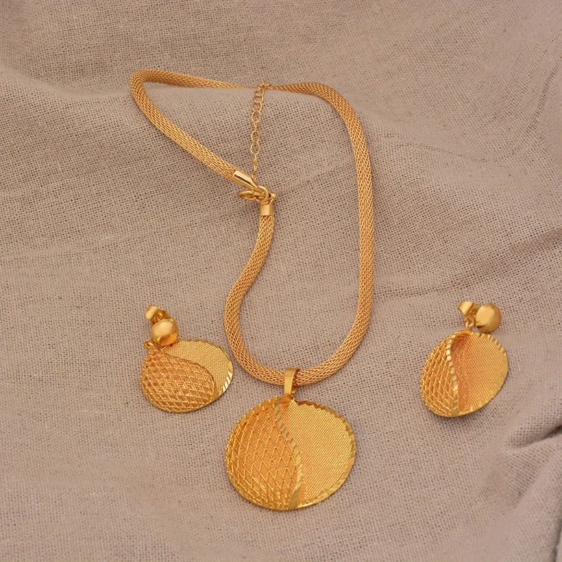 Jewelry Set For Women  Gold Plated With Necklace Pendant Nigerian Wedding Jewelry