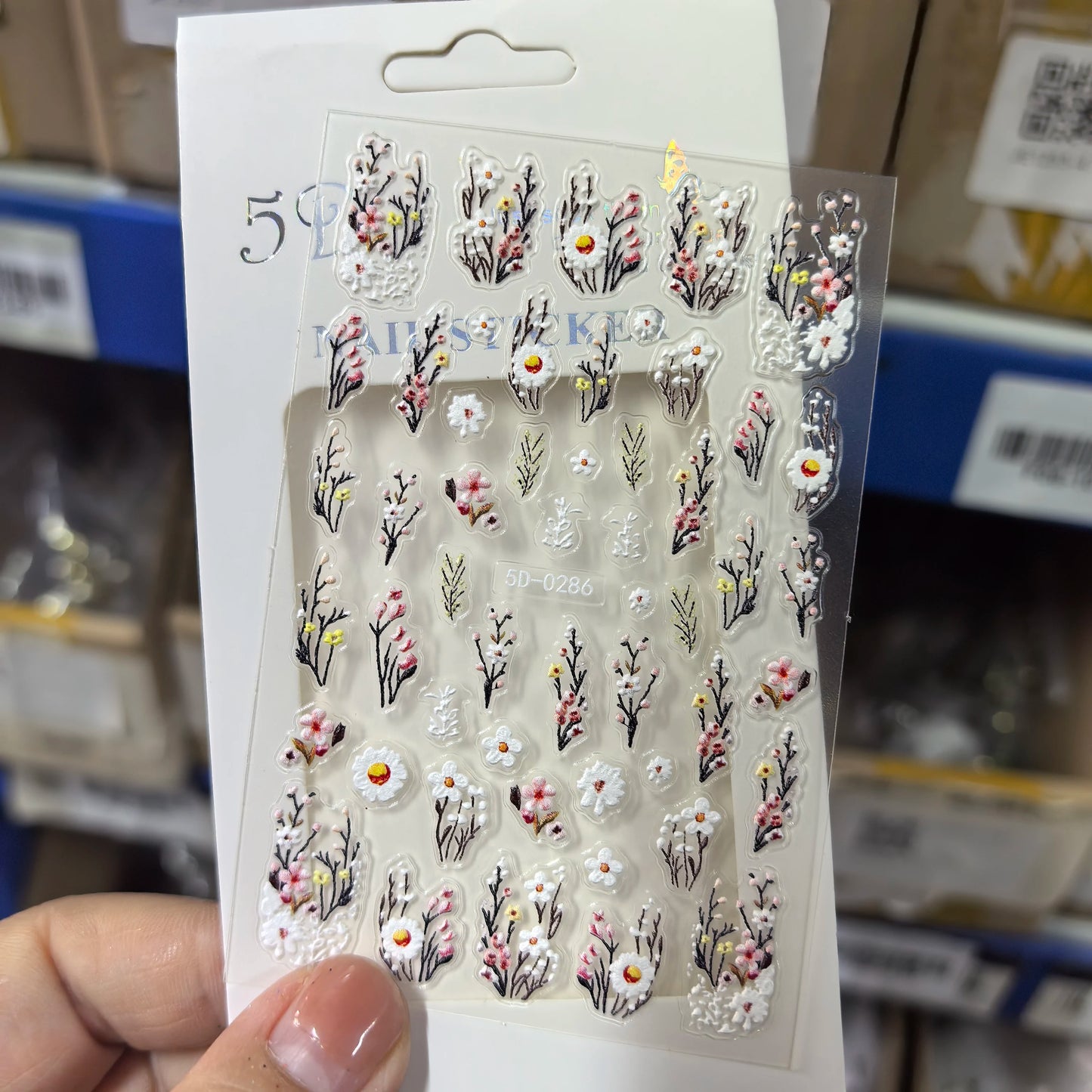 1Pc 3D Lavendar Flowers Stickers for Nails Spring Sakura Floral Leaves Self-Adhesive Sliders Decals Art Manicure for Decoration