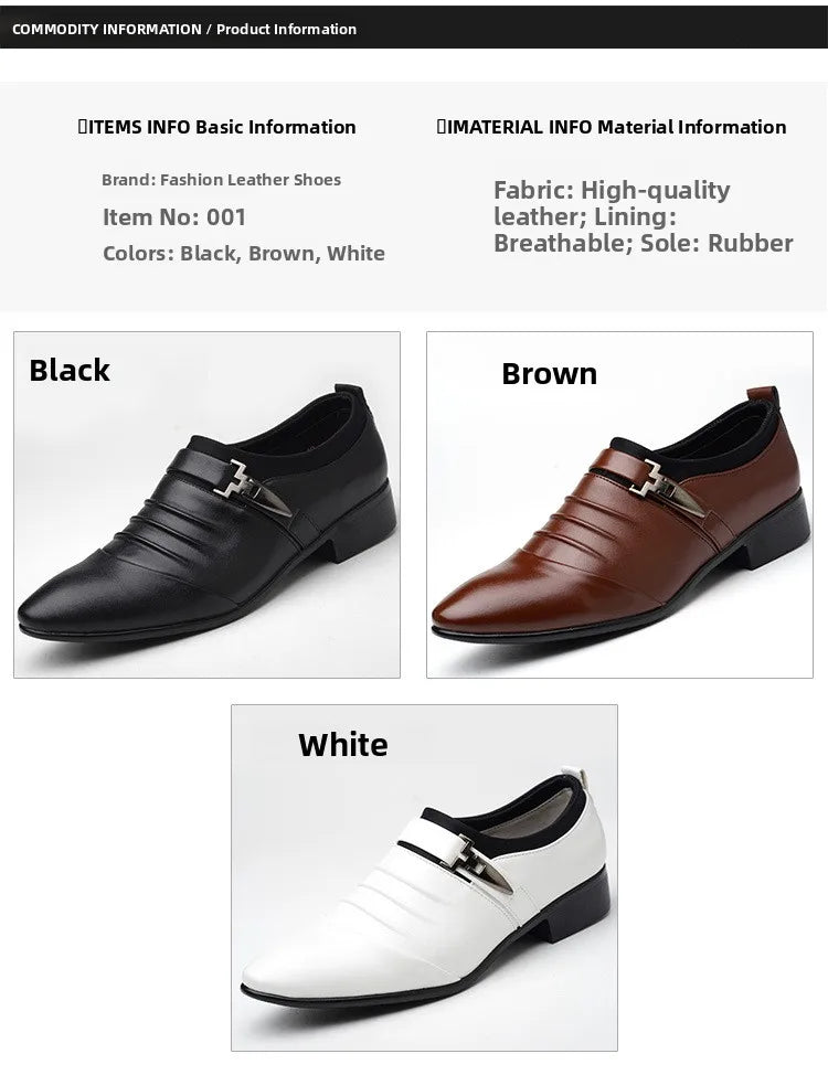New Men's Slip-On Business Casual Shoes Large Size Fleece Lined Leather Shoes Wear Resistant Rubber Outsole Low Cut Ankle High