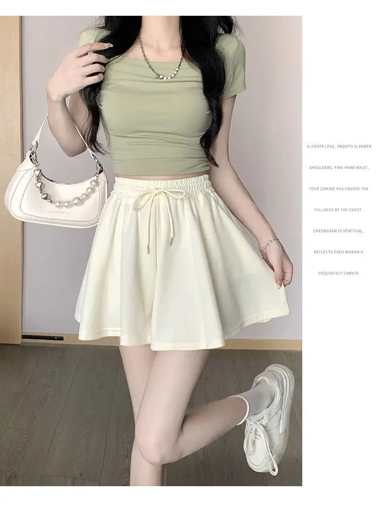2026 High Waist Wide Leg Sports Shorts Women's Summer New Loose Fit A-Line Shorts Casual Versatile Comfortable Short Pants