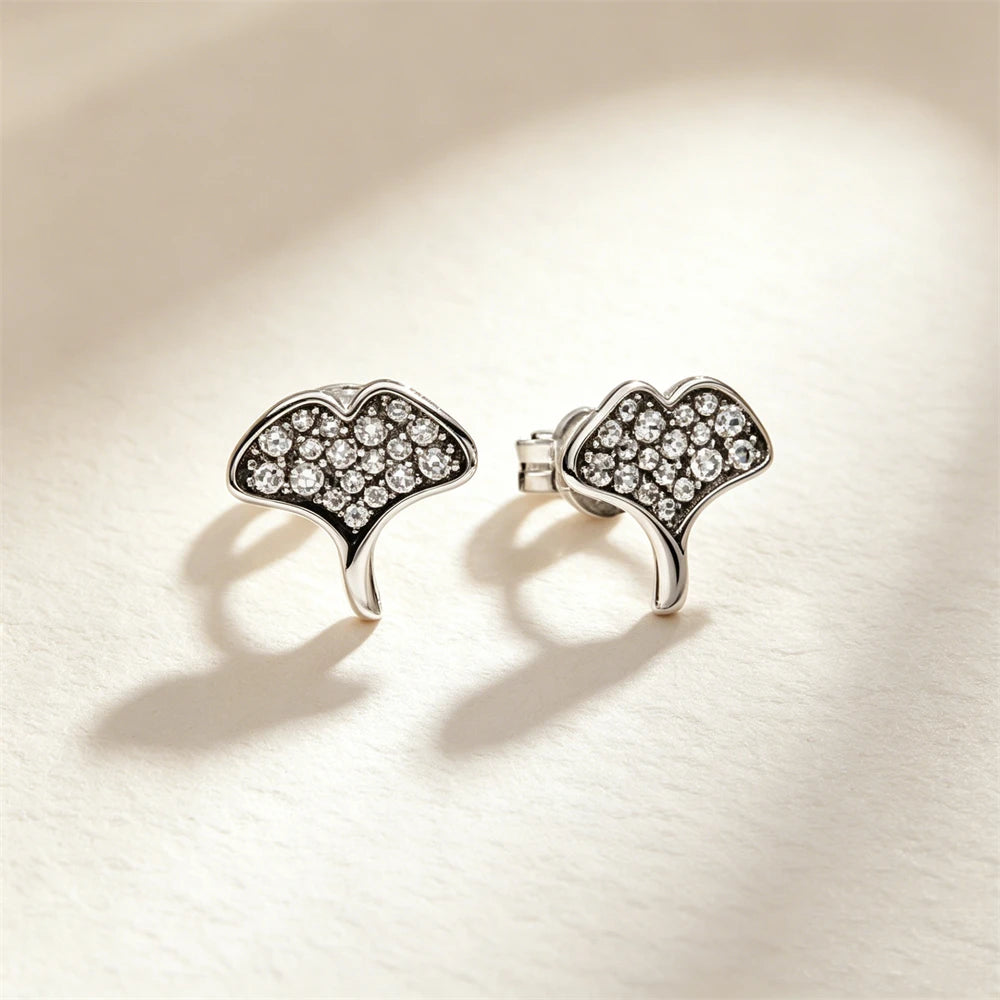 925 Sterling Silver Butterfly Flower Bee Lilac Leaf Zircon Earrings Suitable for Daily Wear as Women's Jewelry Holiday Gifts