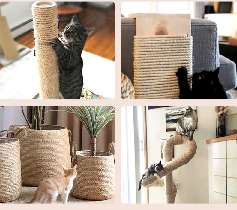 Cat DIY Sword Hemp Rope Cat Climbing Frame Cotton Rope Cat Tree Tower Furniture Protector 4/6/8mm Cat Grinding and Scratching