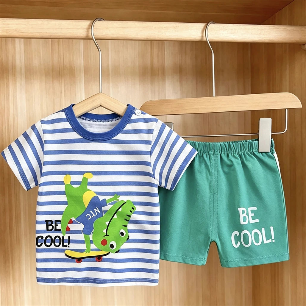 Baby Clothing Cartoon T-shirt+Shorts 2Piece Set Lovely Tees Simple Versatile Shorts Infant Printing Bottoming Shirt Tracksuits