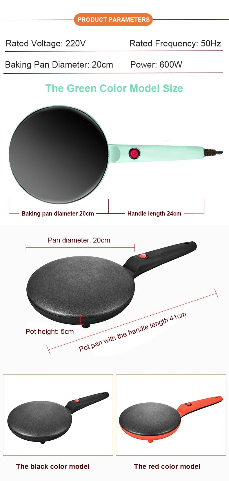 110V/220V Electric Crepe Maker Pie Baking Pan Non-stick Pancake Cooking Machine Chinese Spring Roll Pizza Griddle Cooker EU US