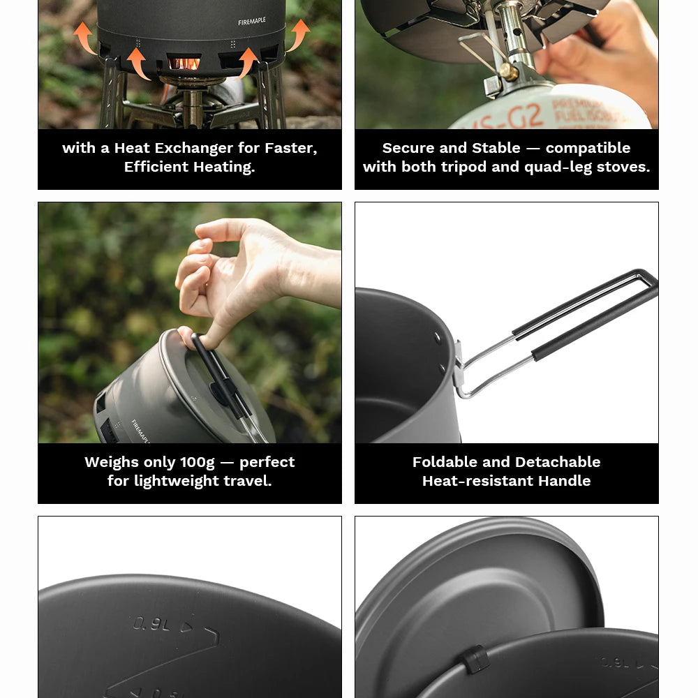 Fire-Maple Petrel Ramen Pot Ultralight Heat Exchanger Lightweight Portable Pot for Hiking Travel Camping Backpacking