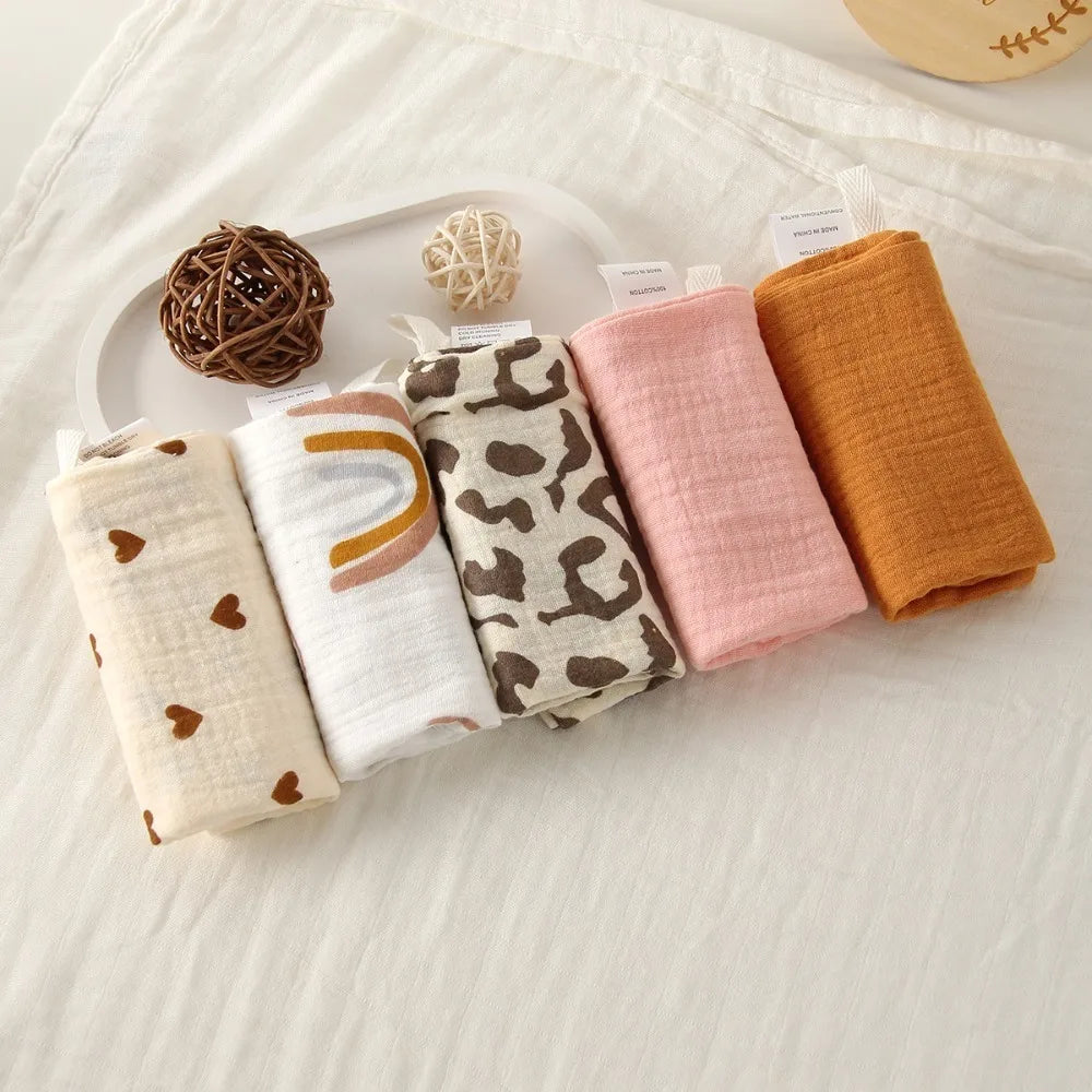 High Quality 4-Layer Pure Cotton Baby Cotton Washcloth Absorbent Soft Square Towels Baby Towels Gauze Cotton Newborn Burp Cloth