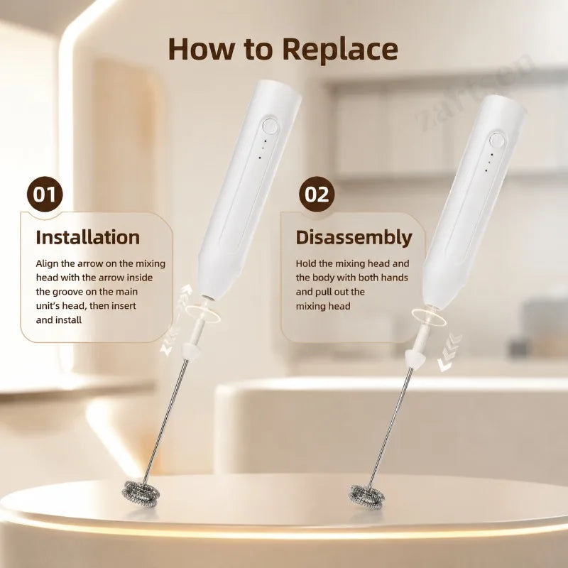 Electric Coffee Frother/MILK Whisk+Egg Beater MINI Food Blender USB Rechargeable Handheld Three Speeds Espresso Tools