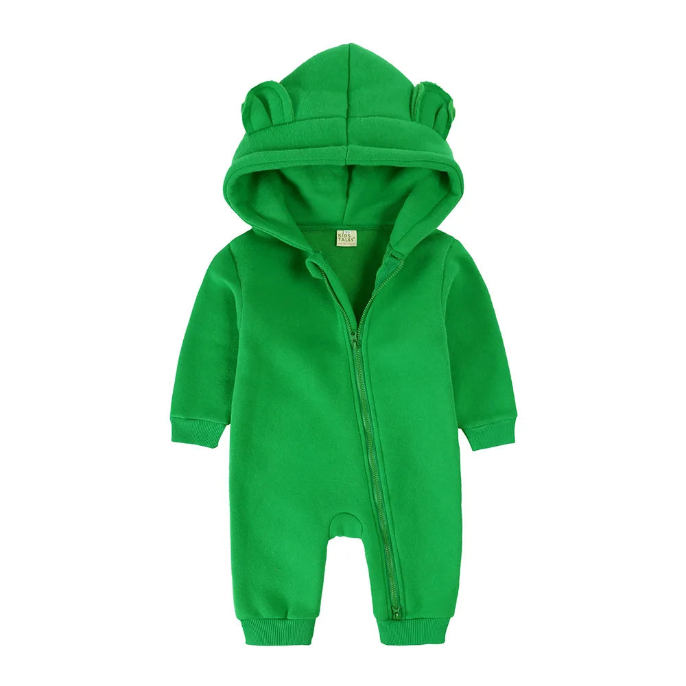 Baby Jumpsuits Rompers Winter Hooded Outfit Hoodies One-pieces Growings Zipper Jumpers Boys Girls Newborn 59-90cm Ropa De Bebe
