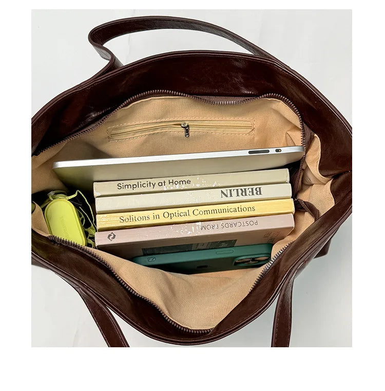 Casual Women Handbags Big Capacity Luxury Design PU Leather Female Shoulder Crossbody Bag Commuting Office Totes Ladies Hand Bag