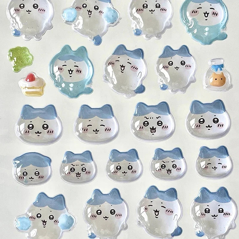 Chiikawa Cartoon 3D Sticker DIY Laptop Scrapbook Decal Aesthetic Crystal Stickers Kawaii Solid Decorative Sticker ちいかわ ボンボンシール