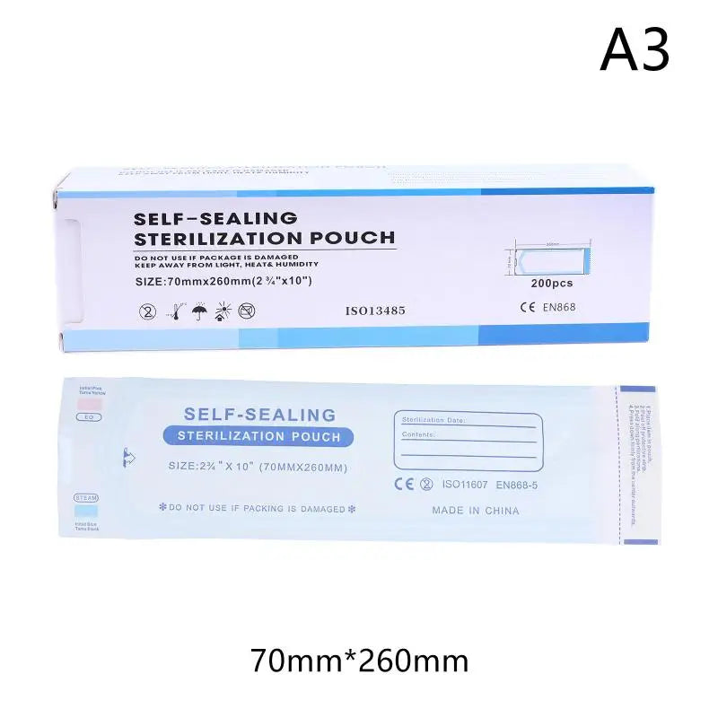 Self Seal Sterilizer Pouches 200PCS Autoclavable for Professional Dental and Tattoo Use
