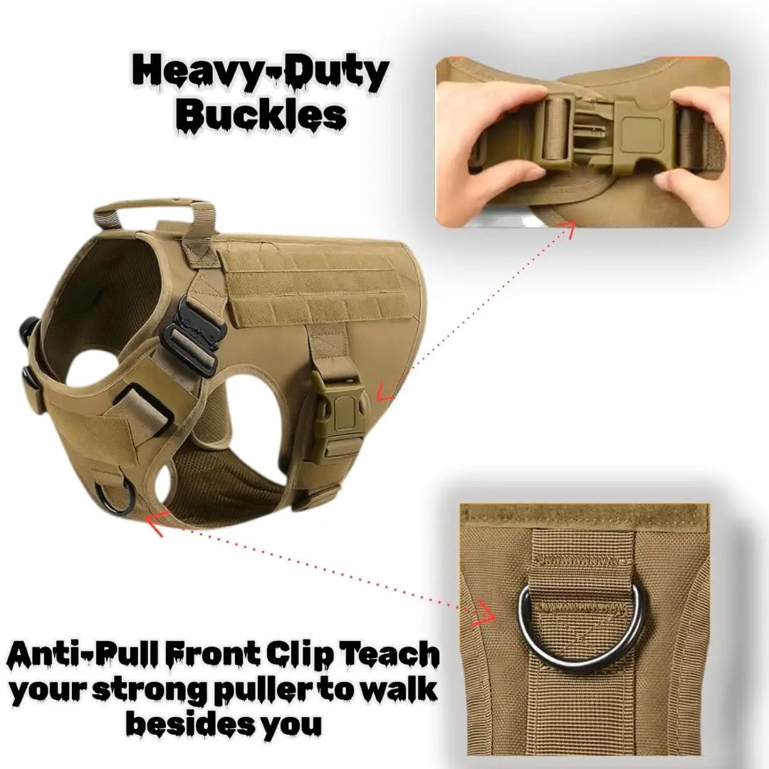 Tactical Dog Harness, Adjustable No-Pull Handle Service Vest Heavy Duty Pet Large Breed,  Dog Vest for Training Hunting Walking