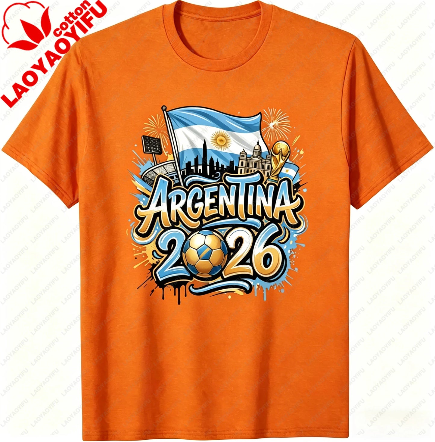 Unisex Argentina 2026 Soccer Tee Vintage Style Graphic Football Fan Supporter Casual Streetwear Top