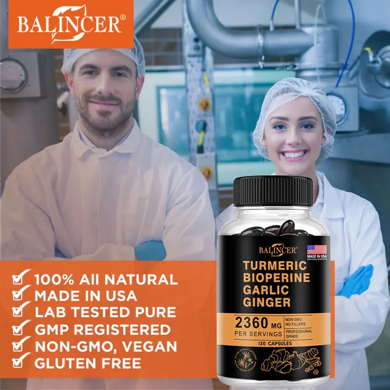 Turmeric 2360 Mg with Garlic Curcumin Black Pepper for Better Absorption, Joint Flexibility, Digestion, 120 Veggie Capsules