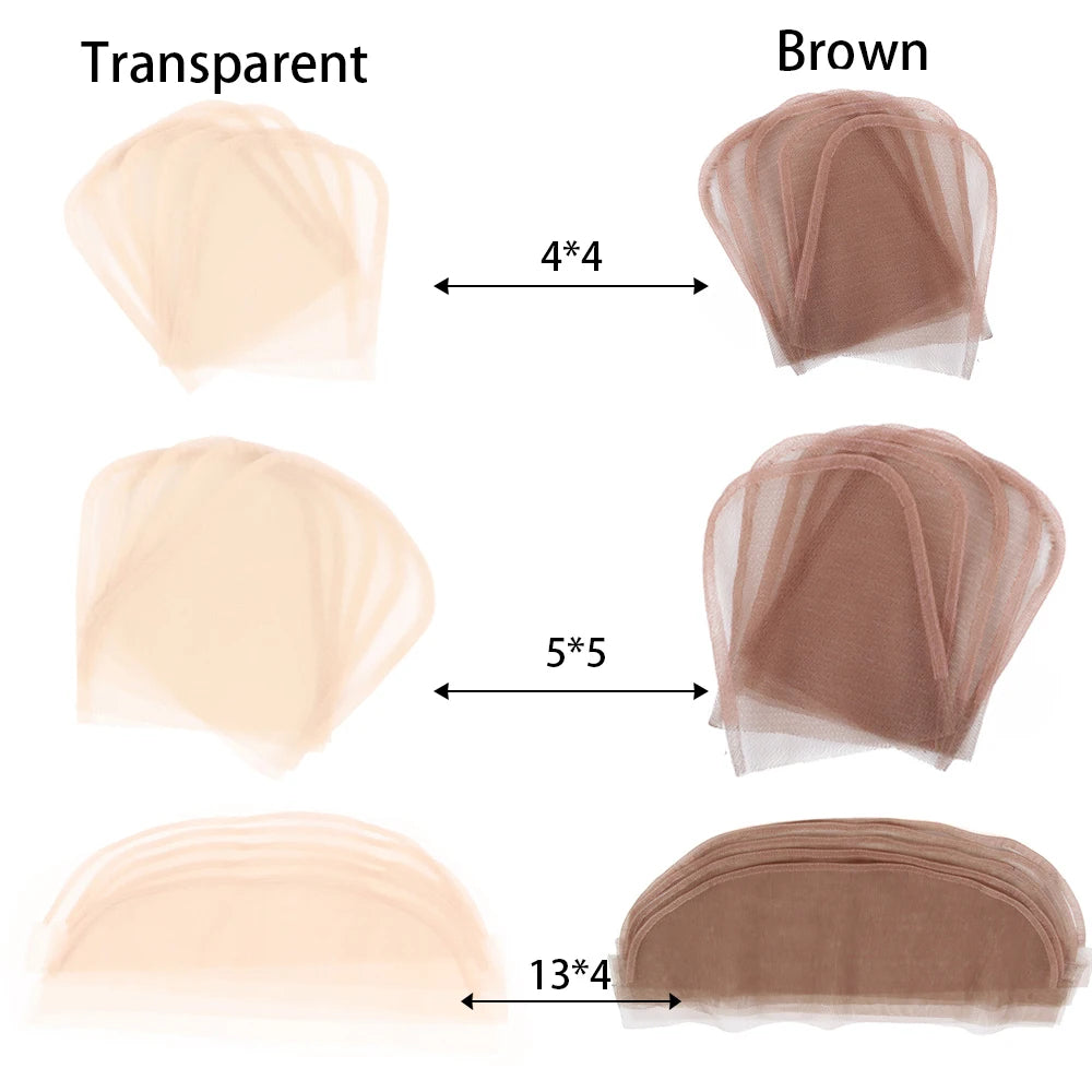 Plussign Transparent Brown Swiss Lace Hairnets 2*4 2*6 4*4 5*5 13*4 13*6 Base Hair Net For Making Lace Frontl Closure 3Pcs