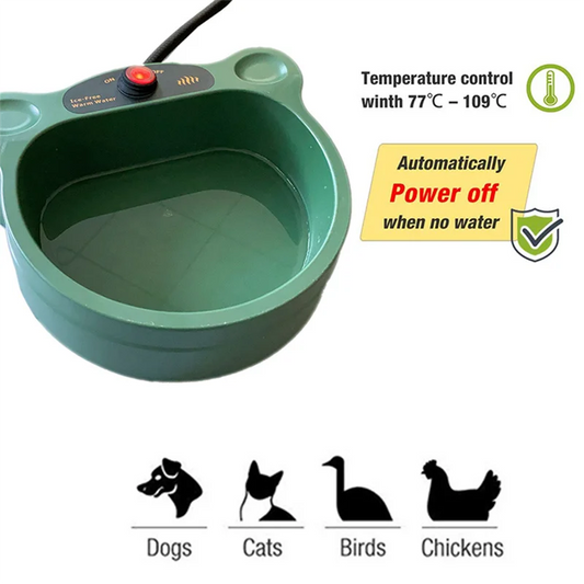 Heated Water Bowl For Dogs, Non-Freezing Outdoor Heated Dog Bowl, Winter Heated Pet Bowl For Cats, Chickens EU Plug 21X20x8cm-BE