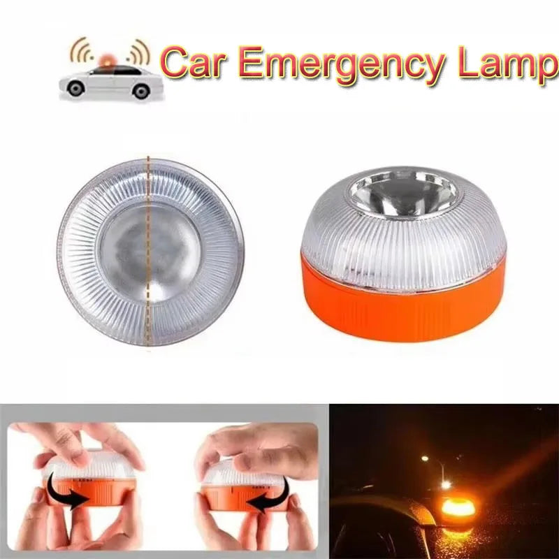 1/2pc Magnetic Flashing Yellow Emergency Lamp Safety Alert Light need AAA Battery Power for Outdoor Camping Road Safety Light