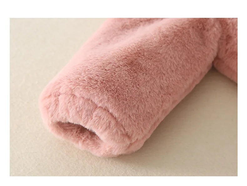 ZOETOPKID Baby Rompers Winter Warm Coral Fleece Newborn Boys Girls Clothes Cartoon Rabbit Coats Infant Jumpsuit Animal Overalls