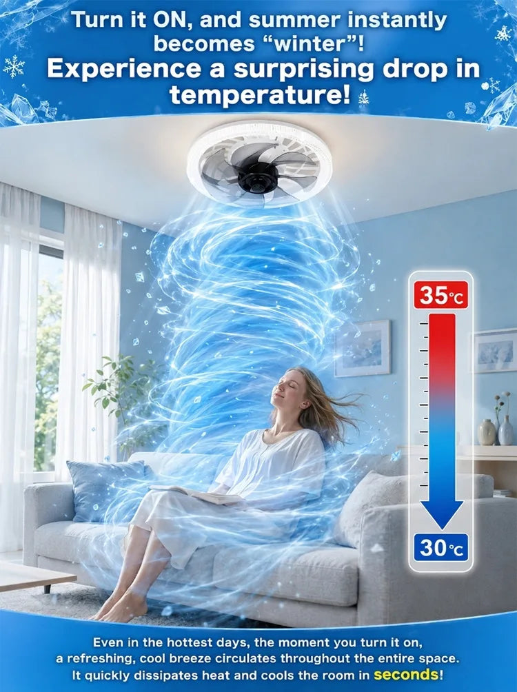Led Fan Light Smart Remote Control Ceiling Fan With Light E27 For Living Room Converter Base Dimmable 4 Adjustable Wind Speed