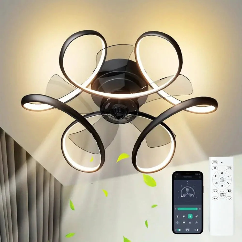 Modern Ceiling Fan Home Decorative Pendant Fan With Lamp Reversible Motor Suitable Kitchen Living Room Creative Chandelier Fan