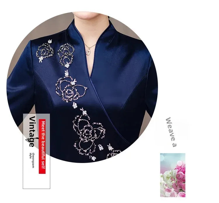 Elegant New Mom Wedding Dress Autumn Chinese Dress Daily Wearable Dress For Grandma Happy Marriage Gown