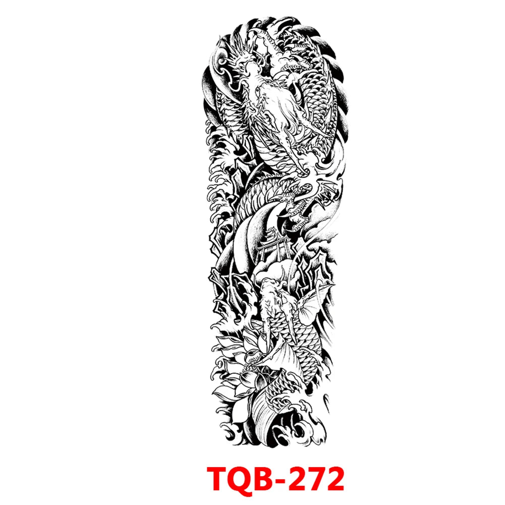 Large Arm Sleeve Tattoo Rose Gear Clock Eye Waterproof Temporary Tatto Sticker Lion Wolf King Body Art Full Fake Tatoo Women Men